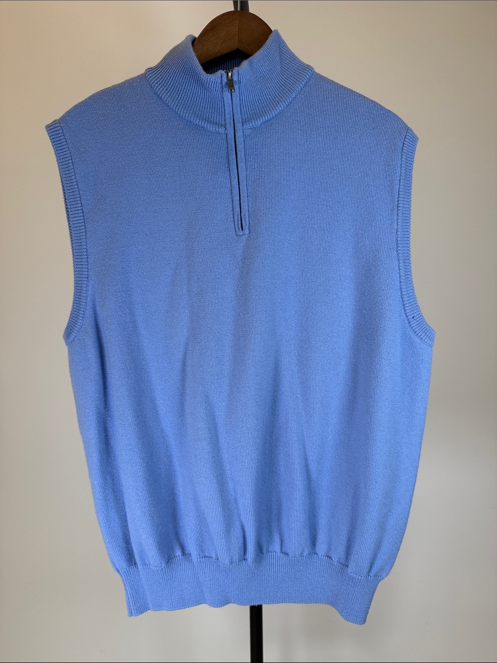 Polo Golf Ralph Lauren Blue Merino Wool Quarter Zip Sweater Vest | Size XL